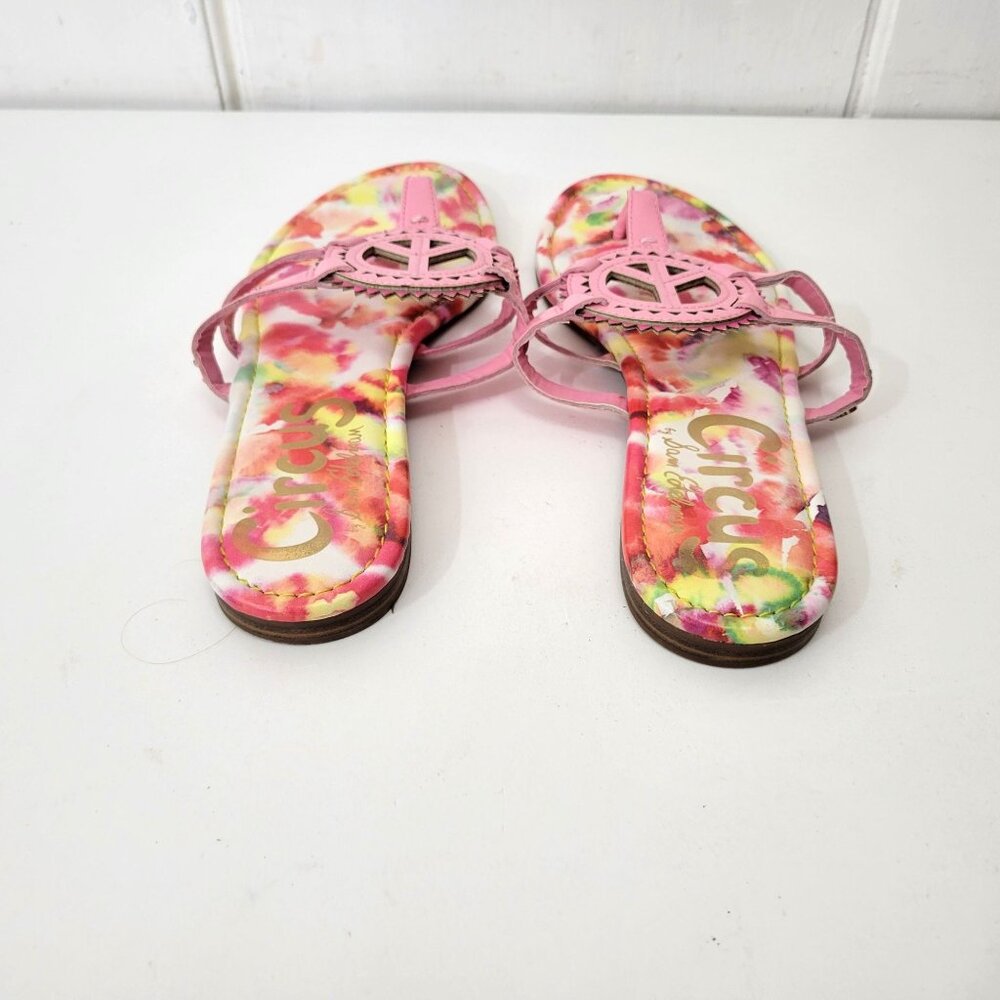 Circus By Sam Edelman Womens Pink Tie-Dye Peace Sign Sandals Size 8 1/2 - Picture 4 of 5